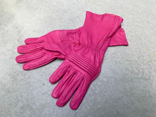 Pink Ranger Gloves for Cosplay/Long gauntlet/Petite size/Genuine lamb Leather/Pink picture