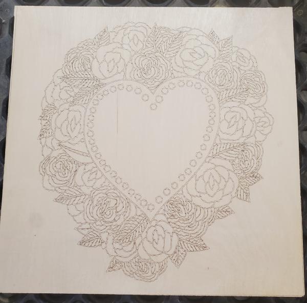 Plaque-Valentine Heart Roses- Birch Plywood