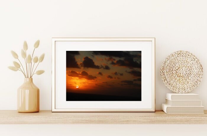 Sunset On The Water - Printed and Matted Photo of A European Sunset picture