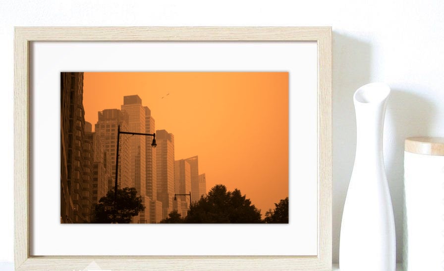 A City On Fire - Printed and Matted Photo of New York City Covered In Smoke picture