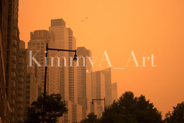 A City On Fire - Printed and Matted Photo of New York City Covered In Smoke picture