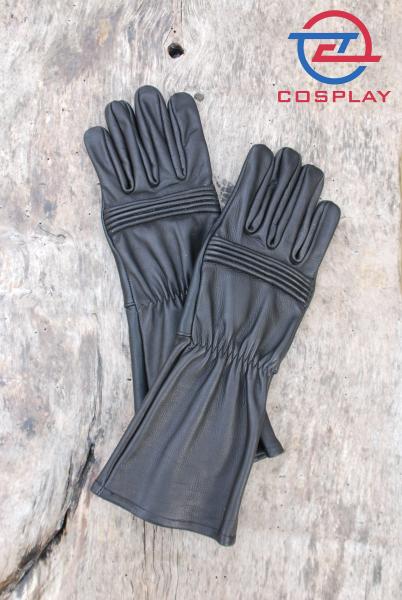 Leather Gloves for Power Rangers Cosplay/Long gauntlet/Top grain cowhide/Black picture