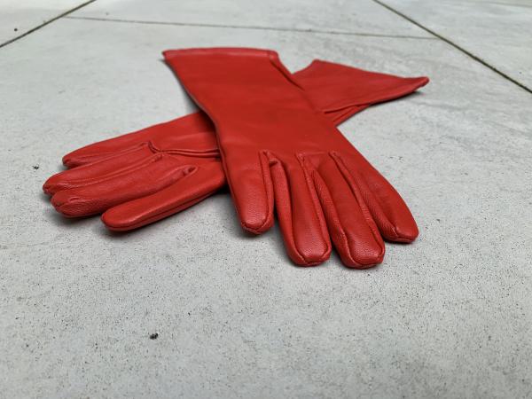 Super hero long gauntlet genuine leather gloves/Red picture