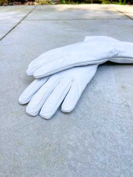 Super hero long cuff leather gloves for Cosplay/White picture