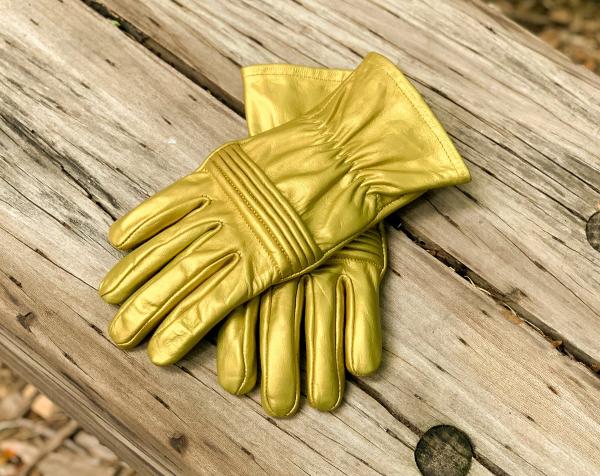 Ranger Hero Gloves for Cosplay/Short gauntlet/Top grain cowhide/Gold picture