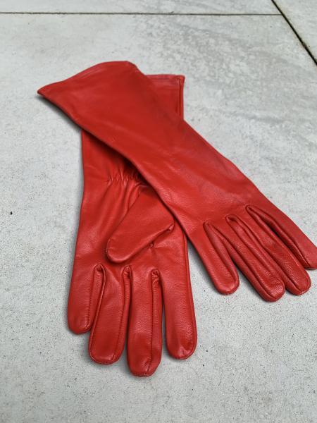 Super hero long gauntlet genuine leather gloves/Red picture