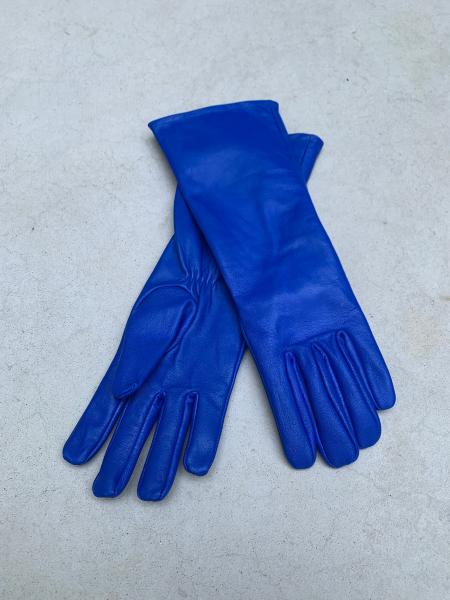 Super hero long gauntlet genuine leather gloves/Blue picture