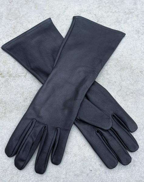 Super hero long cuff leather gloves for Cosplay/Black picture