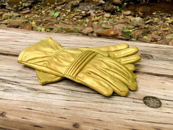 Ranger Hero Gloves for Cosplay/Short gauntlet/Top grain cowhide/Gold picture