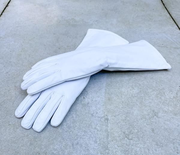 Super hero long cuff leather gloves for Cosplay/White picture