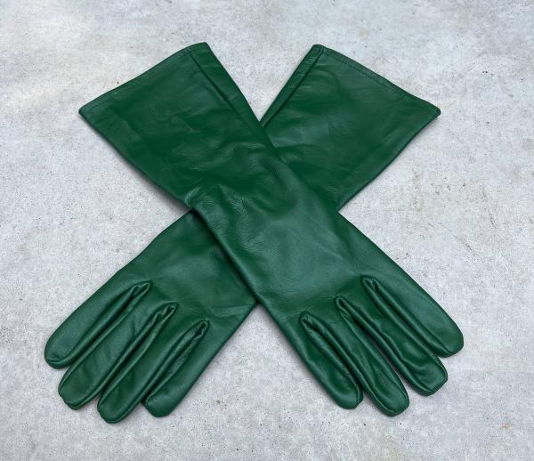 Super hero long gauntlet genuine leather gloves/GREEN picture