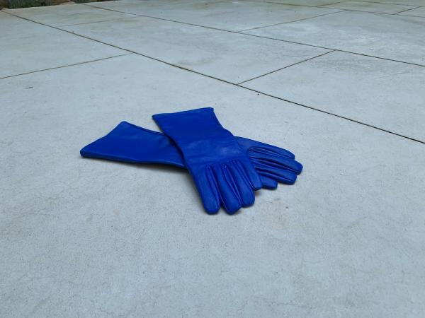 Super hero long gauntlet genuine leather gloves/Blue picture