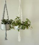 Short White + Gray Hangers - Hanging Plant Holder - Air plant Hanger - Macrame Lanyard - Macrame Pant Holder - Macrame Tassels