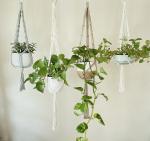 Short White + Gray Long White + Brown - Hanging Plant Holder - Air plant Hanger - Macrame Lanyard - Macrame Pant Holder - Macrame Tassels