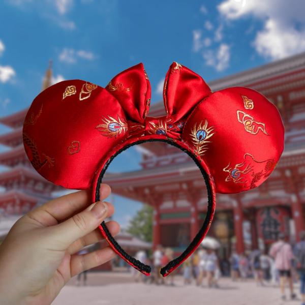 Japanese Dragon Kimono Fabric Minnie Ears | EPCOT Japan Ears picture