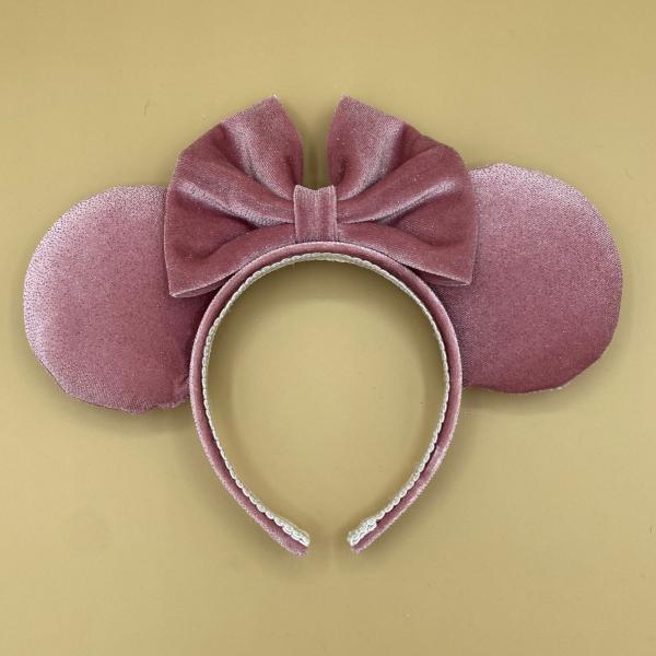 Sparkly, Dusty Pink Velvet Minnie Mouse Ears | Pink Velvet Disney Ears picture