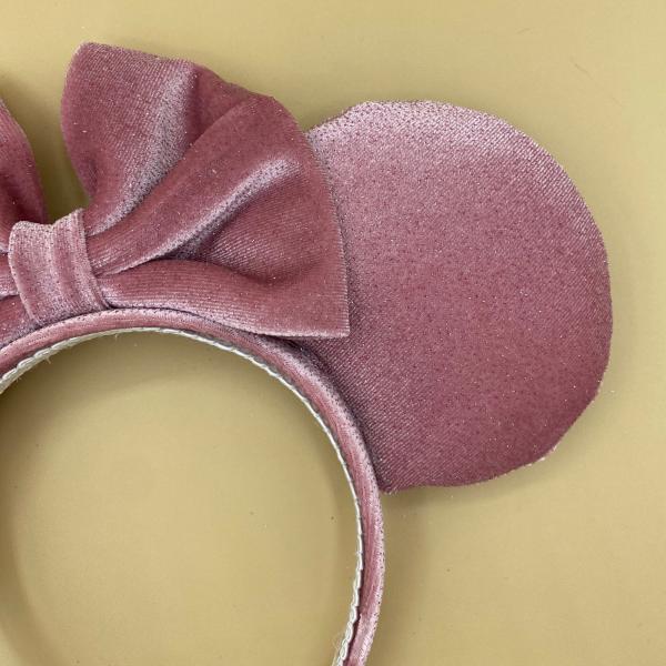 Sparkly, Dusty Pink Velvet Minnie Mouse Ears | Pink Velvet Disney Ears picture