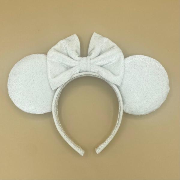 Sparkly White Velvet Minnie Mouse Ears | White Bridal Disney Ears | Minnie Ears Bride Bachelorette picture