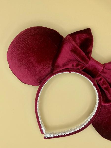 Dark Red Velvet Minnie Mouse Ears | Red Minnie Ears picture