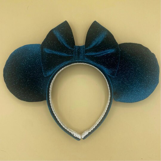 Sparkly White Velvet Minnie Mouse Ears | White Bridal Disney Ears | Minnie Ears Bride Bachelorette picture