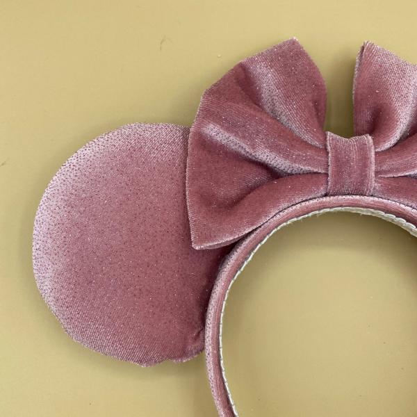 Sparkly, Dusty Pink Velvet Minnie Mouse Ears | Pink Velvet Disney Ears picture