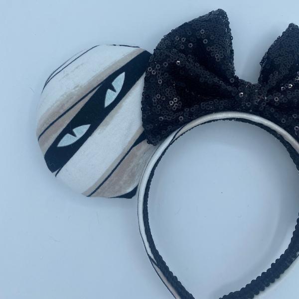 Mummy Minnie Ears with Glow in the Dark Eyes | Halloween Minnie Mouse Ears picture