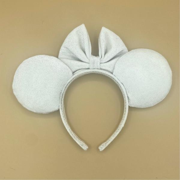 Sparkly White Velvet Minnie Mouse Ears | White Bridal Disney Ears | Minnie Ears Bride Bachelorette picture