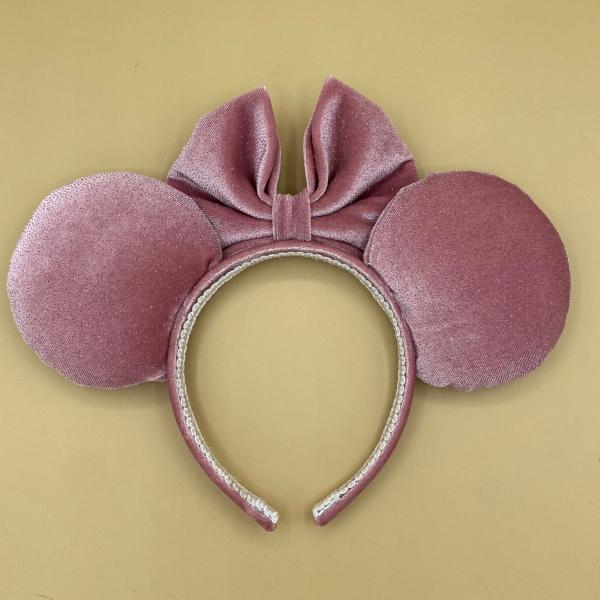 Sparkly, Dusty Pink Velvet Minnie Mouse Ears | Pink Velvet Disney Ears picture