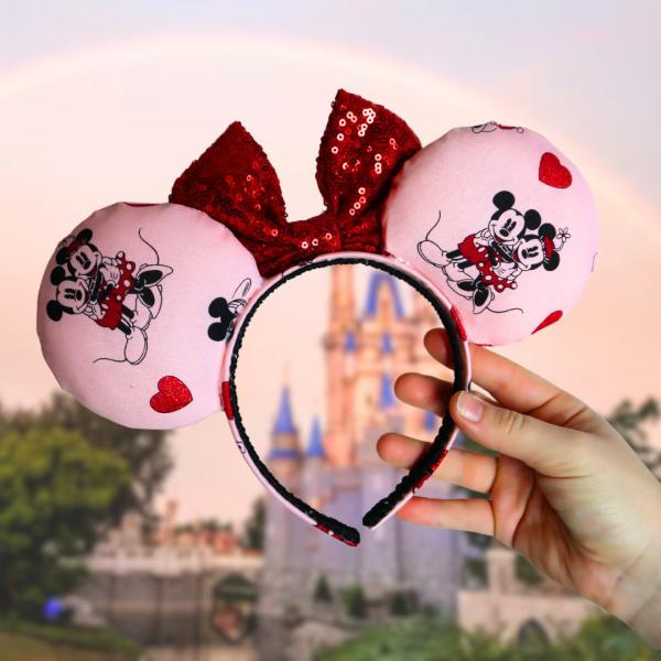 Pink Valentine's Day Minnie Ears | Pink Valentine Disney Ears picture