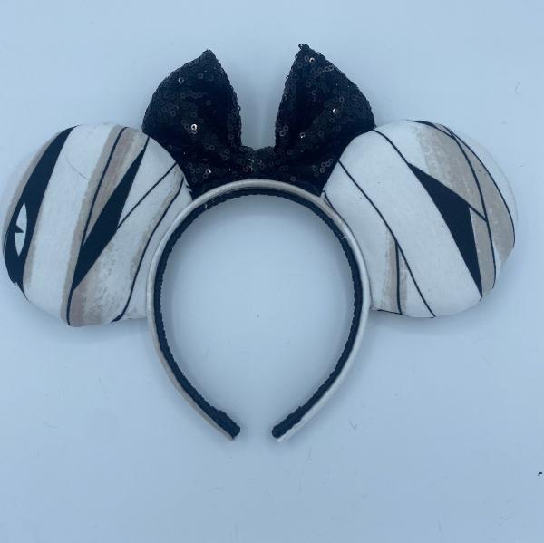 Mummy Minnie Ears with Glow in the Dark Eyes | Halloween Minnie Mouse Ears picture