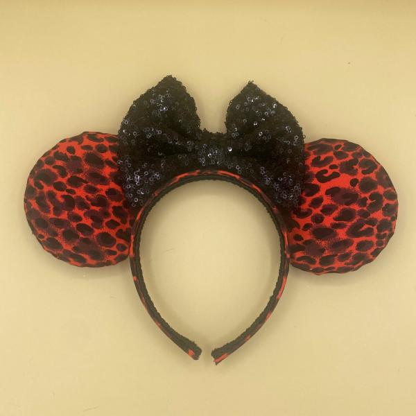 Animal Kingdom Ears | Red and Black Cheetah Ears | Animal Print Minnie Ears picture