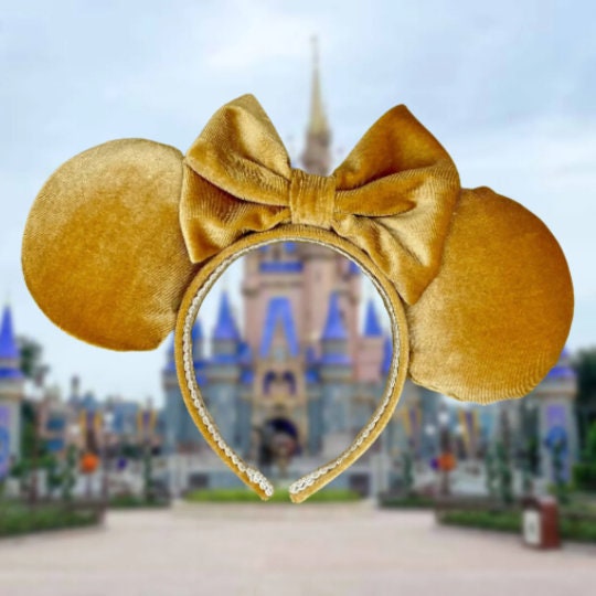 Orange Velvet Minnie Mouse Ears | Orange Disney Ears for Fall picture