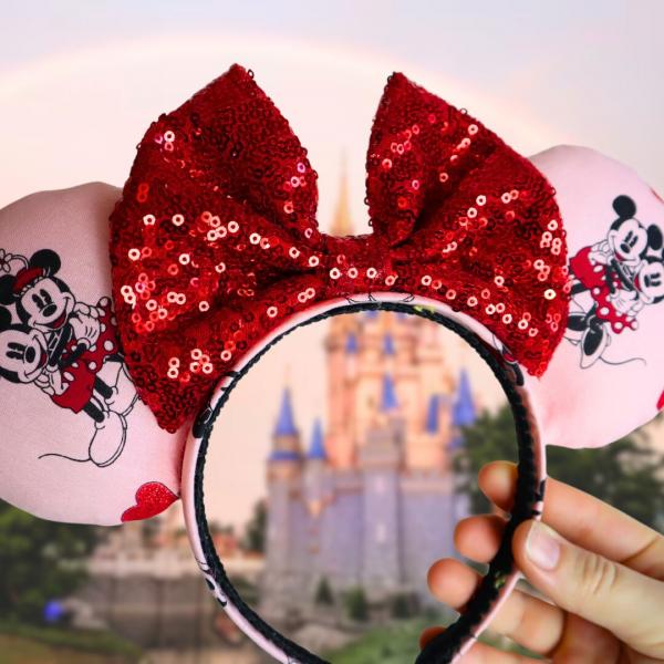 Pink Valentine's Day Minnie Ears | Pink Valentine Disney Ears picture