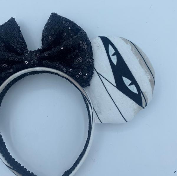 Mummy Minnie Ears with Glow in the Dark Eyes | Halloween Minnie Mouse Ears picture