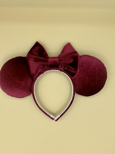 Dark Red Velvet Minnie Mouse Ears | Red Minnie Ears picture