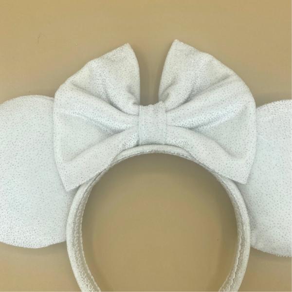 Sparkly White Velvet Minnie Mouse Ears | White Bridal Disney Ears | Minnie Ears Bride Bachelorette picture