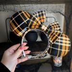 Orange & Black Plaid Minnie Ears | Halloween Disney Ears