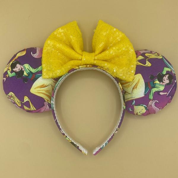 Mulan and Princesses Minnie Mouse Ears | Mulan Disney Ears | Purple and Yellow Ears picture