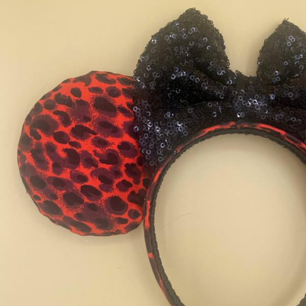 Animal Kingdom Ears | Red and Black Cheetah Ears | Animal Print Minnie Ears picture