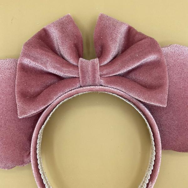 Sparkly, Dusty Pink Velvet Minnie Mouse Ears | Pink Velvet Disney Ears picture