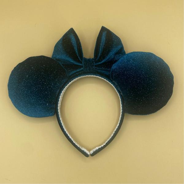 Sparkly Dark Teal Velvet Minnie Mouse Ears | Sparkly Teal Disney Ears picture