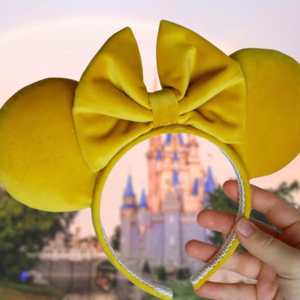 Sunny Yellow Velvet Minnie Mouse Ears | Yellow Minnie Ears picture