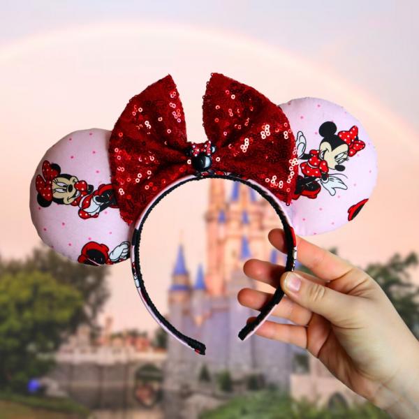 Pink Valentine's Day Minnie Ears | Pink Valentine Disney Ears (ONE PAIR ONLY) picture