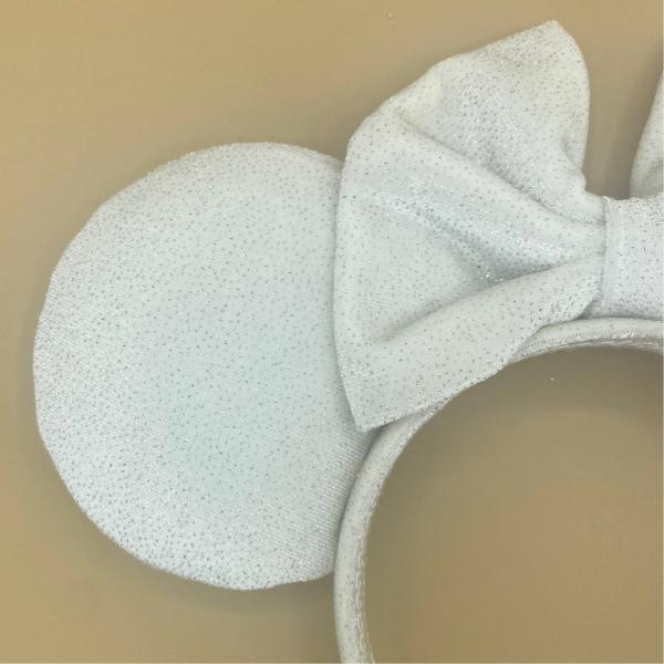 Sparkly White Velvet Minnie Mouse Ears | White Bridal Disney Ears | Minnie Ears Bride Bachelorette picture