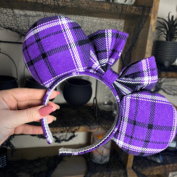 Purple Plaid Minnie Ears | Plaid Halloween Ears picture