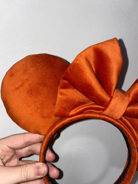 Orange Velvet Minnie Mouse Ears | Orange Disney Ears for Fall picture