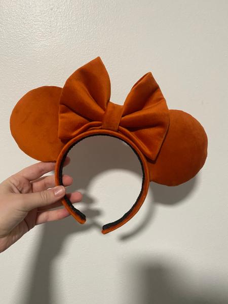 Orange Velvet Minnie Mouse Ears | Orange Disney Ears for Fall picture