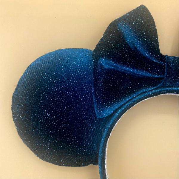 Sparkly Dark Teal Velvet Minnie Mouse Ears | Sparkly Teal Disney Ears picture