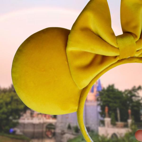 Sunny Yellow Velvet Minnie Mouse Ears | Yellow Minnie Ears picture