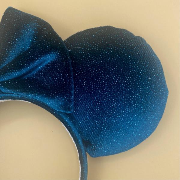 Sparkly Dark Teal Velvet Minnie Mouse Ears | Sparkly Teal Disney Ears picture